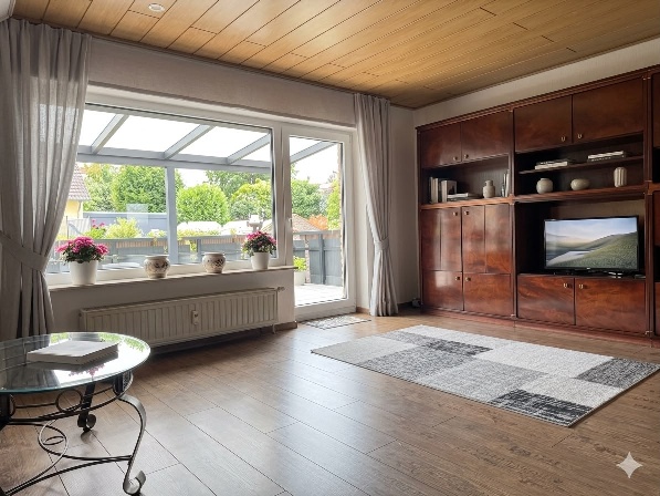 Wohnzimmer mit Balkon OG Zweifamilienhaus Minden / Rodenbeck