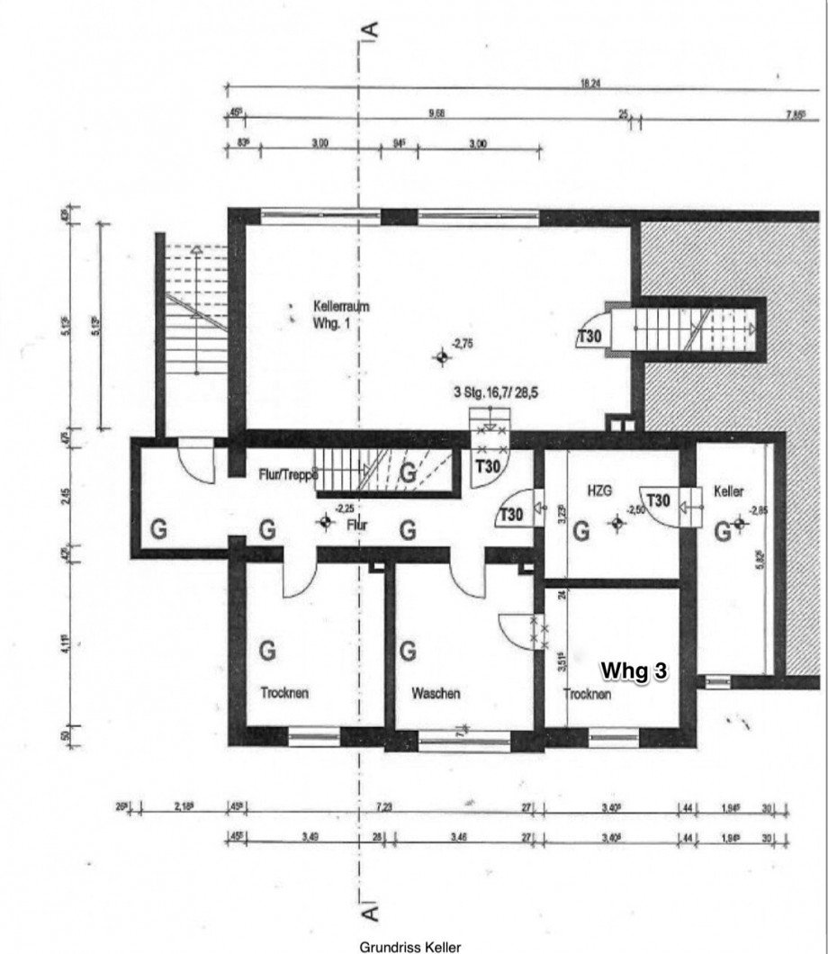 Grundriss Keller Dachgeschosswohnung Herford
