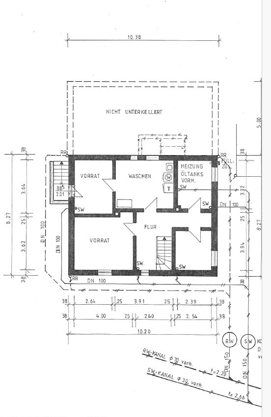 Grundriss Keller Zweifamilienhaus Minden / Rodenbeck