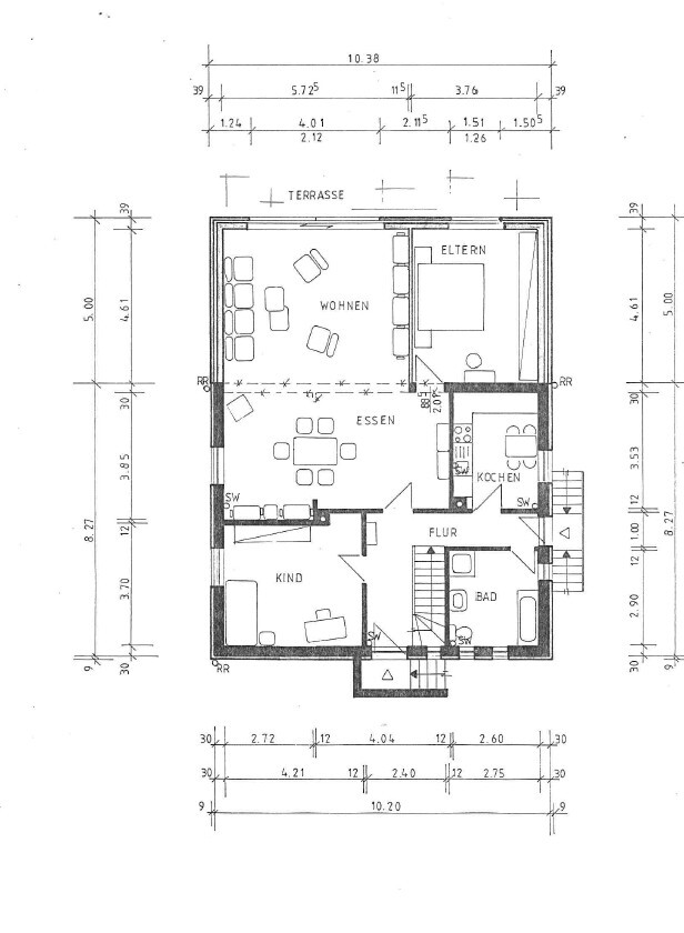 Grundriss EG Zweifamilienhaus Minden / Rodenbeck