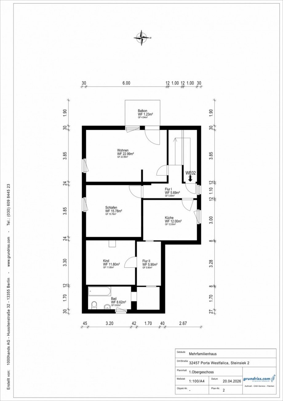 Grundriss OG Zweifamilienhaus Porta Westfalica