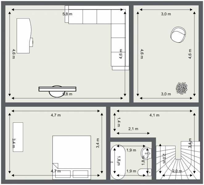 Unter der Burg Obergeschoss - Etage 1 - 2D Floor Plan Einfamilienhaus L�hne