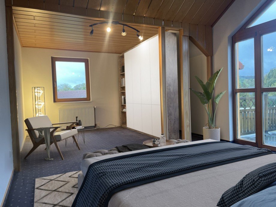 Schlafzimmer OG mit Bibliothek Einfamilienhaus Kalletal