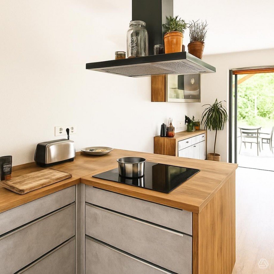 K�che mit Blick zur Terrasse Einfamilienhaus L�hne